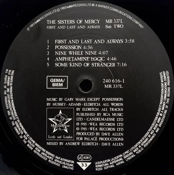 The Sisters Of Mercy — First And Last And Always