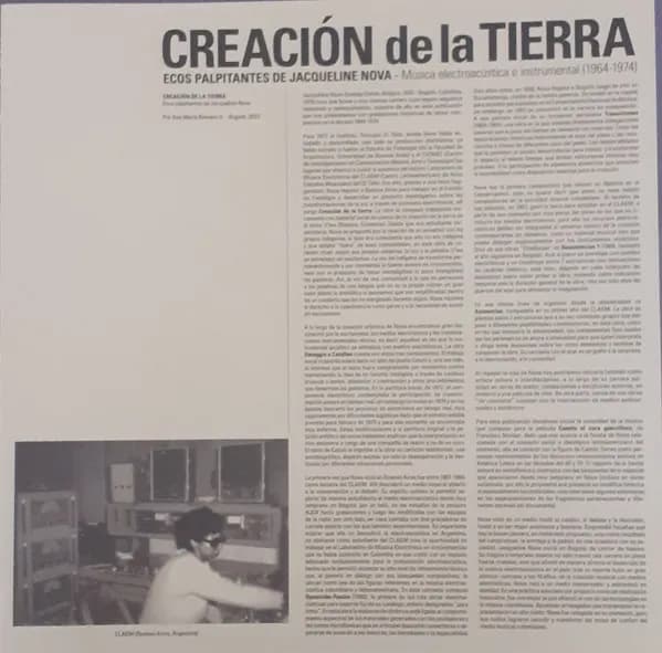 Jacqueline Nova — Creación De La Tierra: Ecos Palpitantes De Jacqueline Nova - Música Electroacústica E Instrumental (1964-1974)