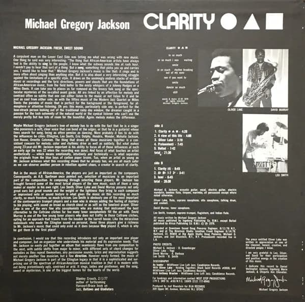Michael Gregory Jackson, Oliver Lake, Wadada Leo Smith, David Murray — Clarity