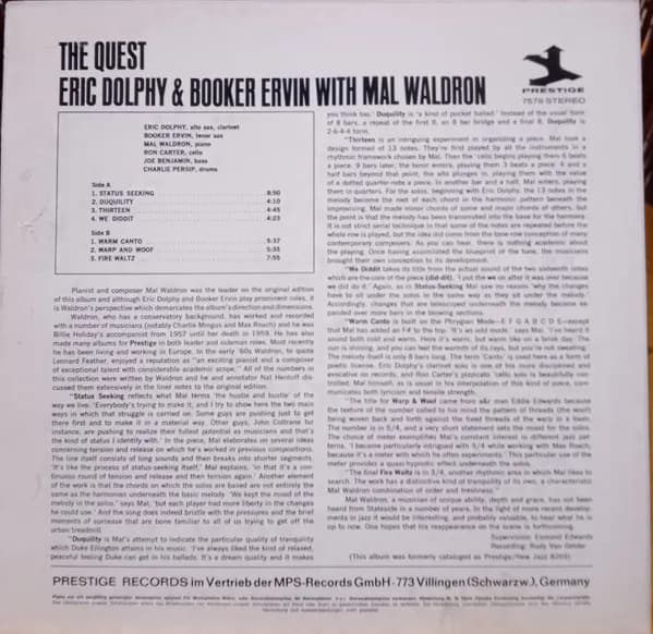 Eric Dolphy And Booker Ervin With The Mal Waldron Sextet — The Quest
