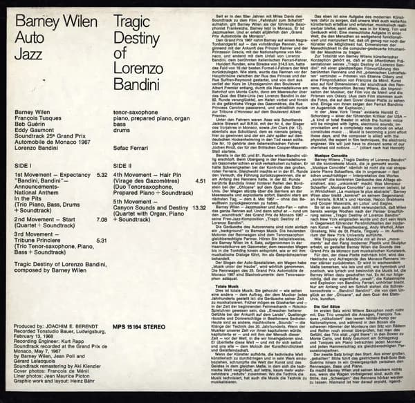 Barney Wilen — Auto Jazz (Tragic Destiny Of Lorenzo Bandini)