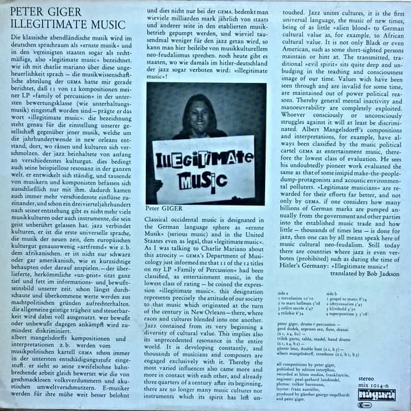Peter Giger — Illegitimate Music