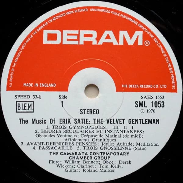 The Camarata Contemporary Chamber Group, Erik Satie — The Music Of Erik Satie: The Velvet Gentleman