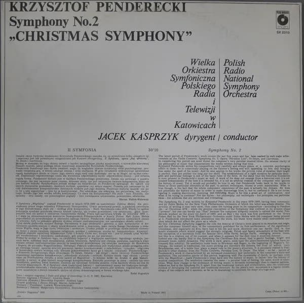 Krzysztof Penderecki - Wielka Orkiestra Symfoniczna Polskiego Radia I Telewizji, Jacek Kaspszyk — Symphony No. 2 "Christmas Symphony"