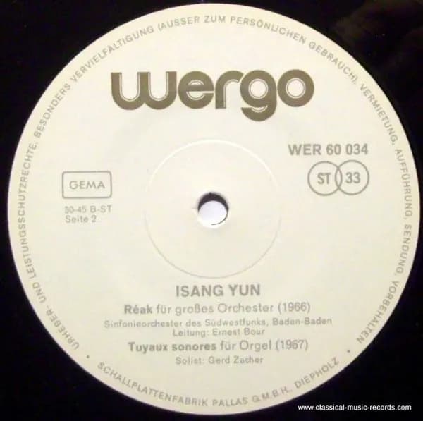 Isang Yun — Loyang - Gasa - Réak - Tuyaux Sonores