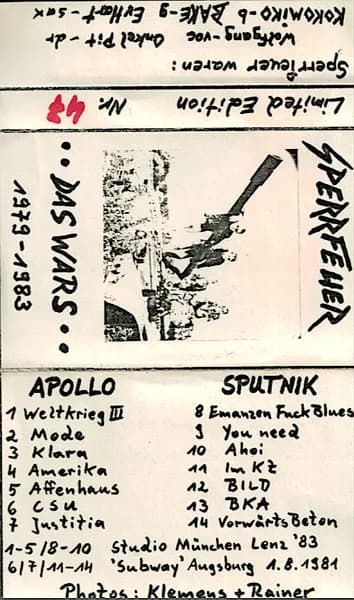 Sperrfeuer — ..Das Wars.. 1979-1983