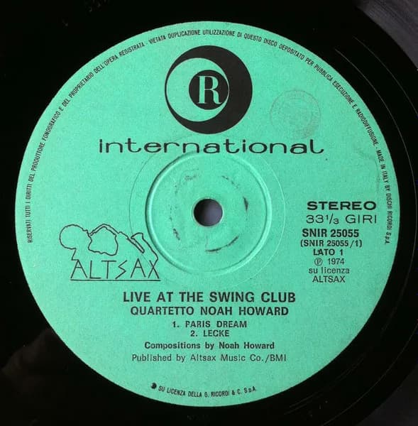 Noah Howard Quartet — Live At The Swing Club Torino Italy