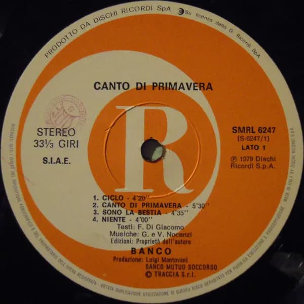 Banco Del Mutuo Soccorso — Canto Di Primavera