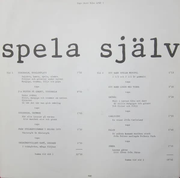 Various — Spela Själv