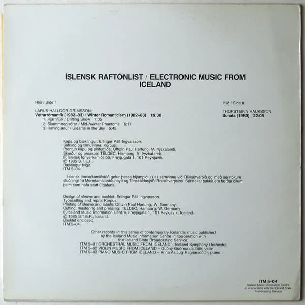 Lárus Halldór Grímsson / Thorsteinn Hauksson — Íslensk Raftónlist = Electronic Music From Iceland
