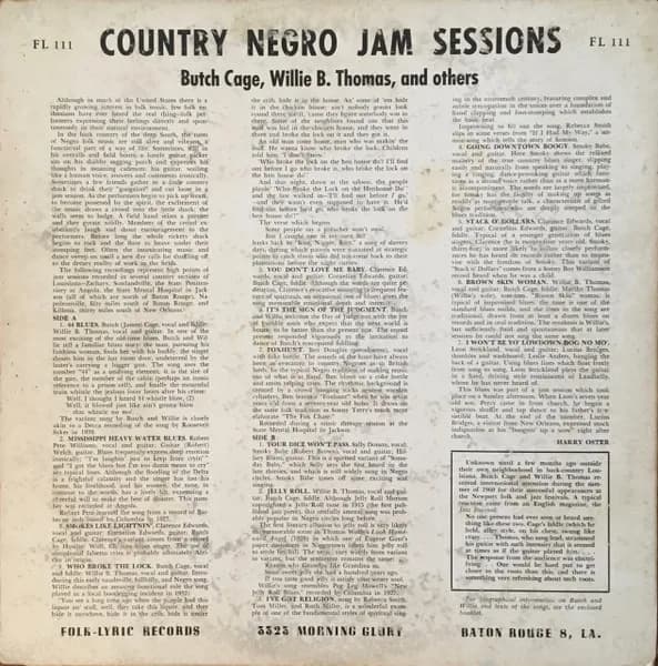 Butch Cage, Willie B. Thomas , and Various — Country Negro Jam Sessions