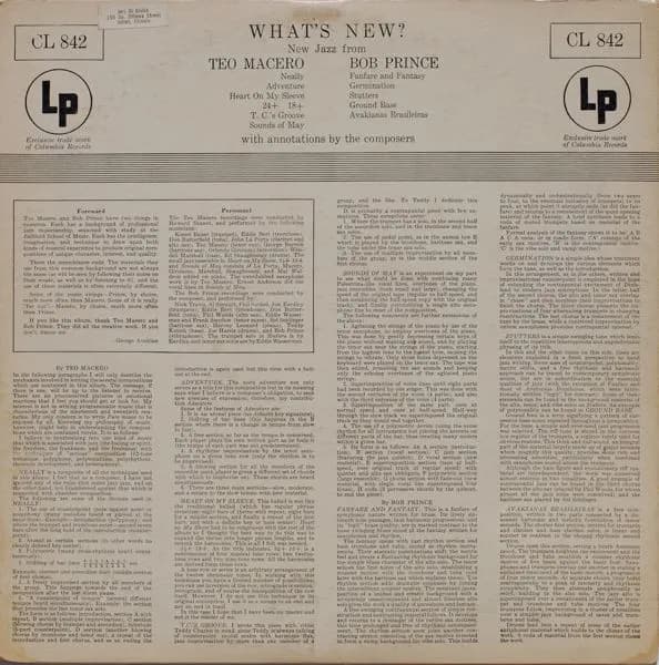 Teo Macero / Robert Prince — What's New? (New Jazz From Teo Macero And Bob Prince)