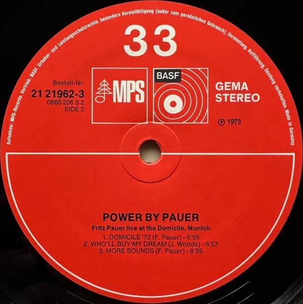 Fritz Pauer, Jimmy Woode, Erich Bachträgel — Power By Pauer, Live At The Domicile