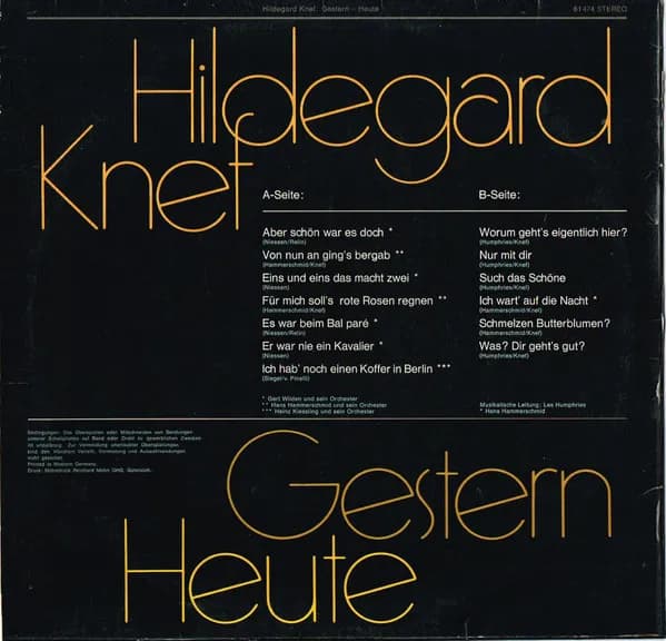 Hildegard Knef — Gestern Heute