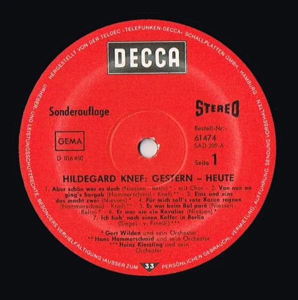 Hildegard Knef — Gestern Heute
