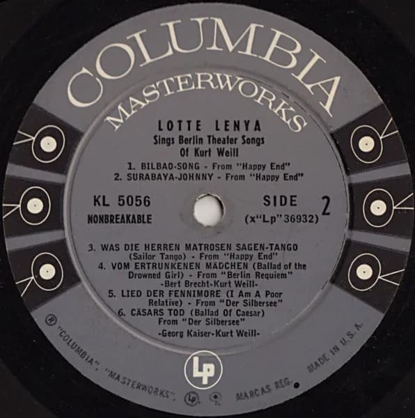 Lotte Lenya — Lotte Lenya Sings Berlin Theatre Songs By Kurt Weill