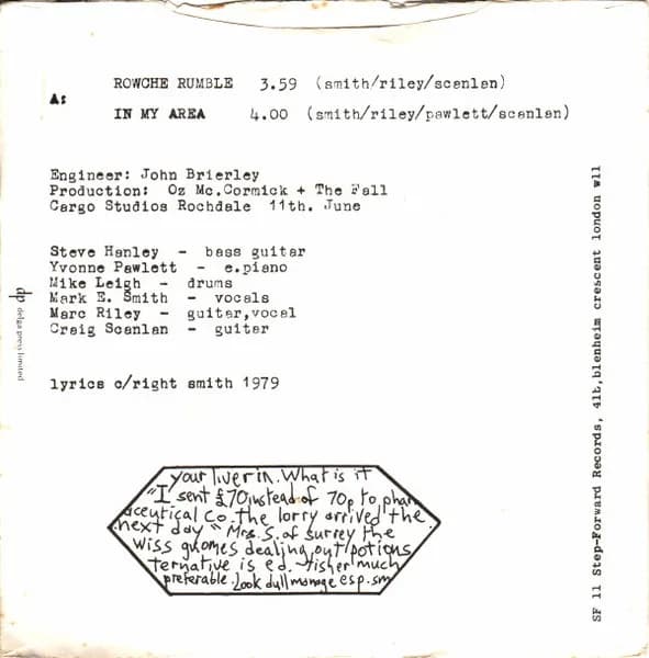 The Fall — Rowche Rumble / In My Area