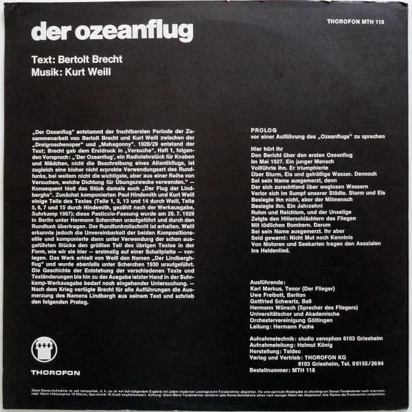 Bertolt Brecht, Kurt Weill — Der Ozeanflug