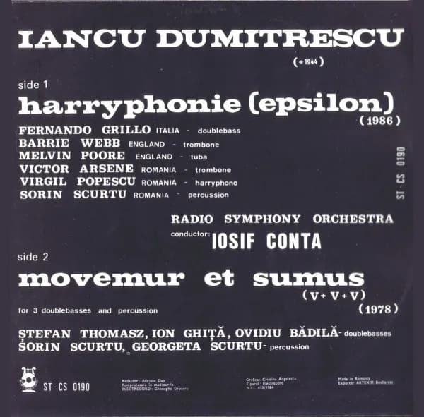 Iancu Dumitrescu — Harryphonie / Movemur Et Sumus