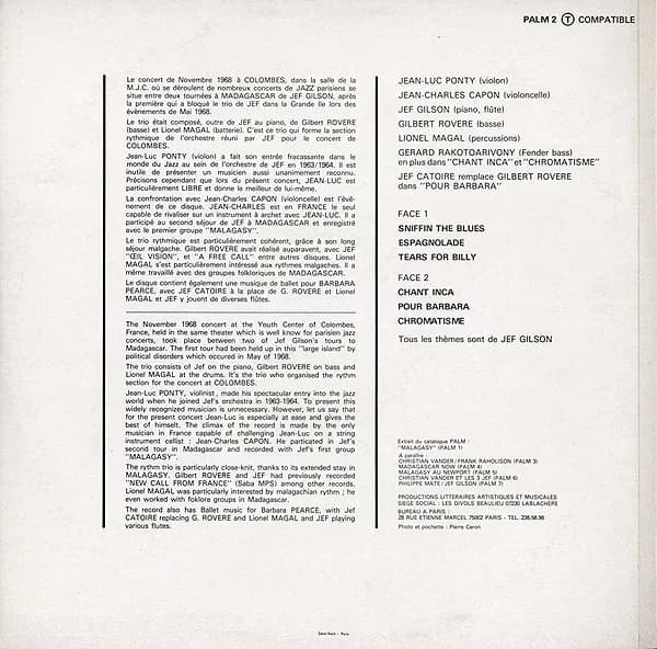Jean-Luc Ponty, Jean-Charles Capon, Gilbert Rovère, Lionel Magal, Jef Gilson — Concert À La M.J.C. Colombes