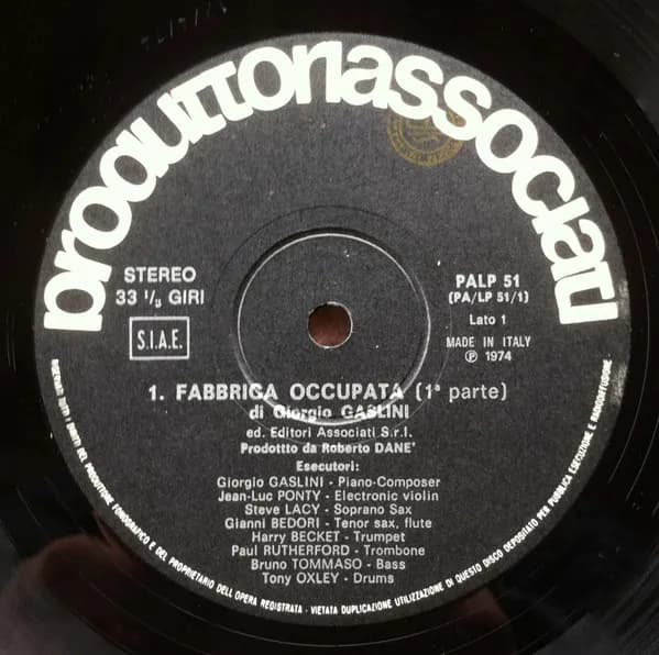 Giorgio Gaslini & Jean-Luc Ponty — Fabbrica Occupata