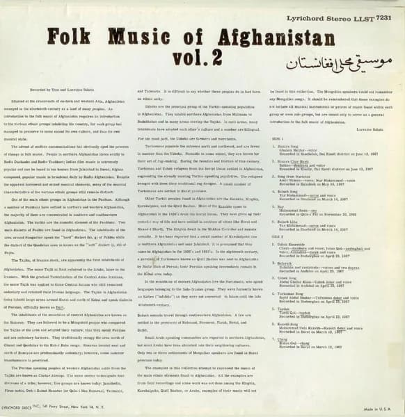 Various — Folk Music Of Afghanistan Vol. 2