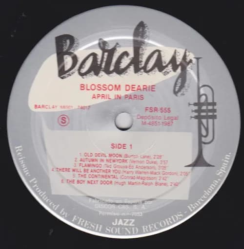 Blossom Dearie Featuring Bobby Jaspar — Blossom Dearie Plays "April In Paris"