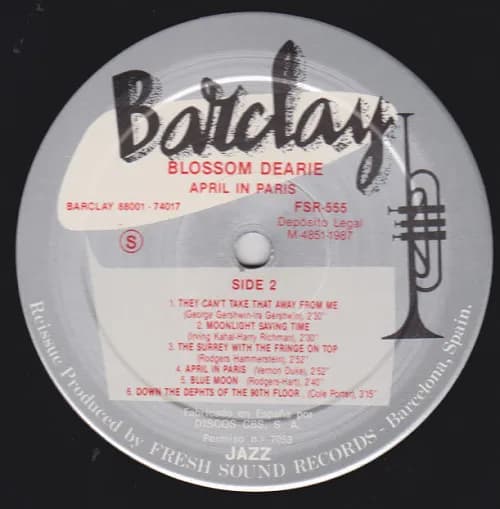 Blossom Dearie Featuring Bobby Jaspar — Blossom Dearie Plays "April In Paris"