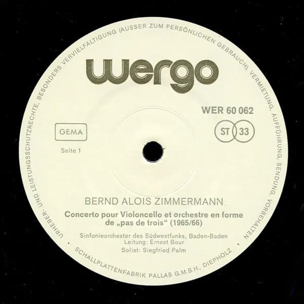 Bernd Alois Zimmermann — Concerto Pour Violoncelle / Photoptosis / Tratto II