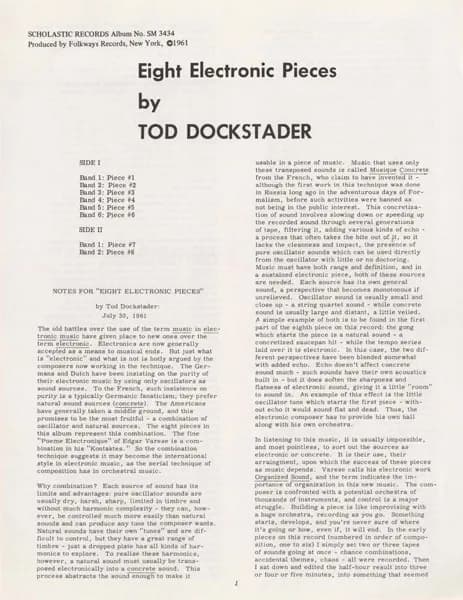 Tod Dockstader — Eight Electronic Pieces