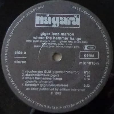 Peter Giger - Günter Lenz - Eddy Marron — Where The Hammer Hangs