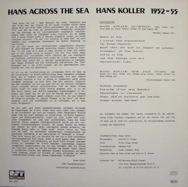Hans Koller - Shorty Roeder, Karl Sanner, Jutta Hipp, Roland Kovac — Hans Across The Sea 1952-55