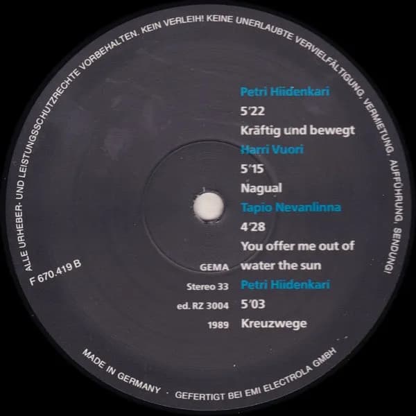 Patrick Kosk · Petri Hiidenkari · Harri Vuori · Tapio Nevanlinna — Transmissions In A... / Kräftig Und Bewegt / Nagual / You Offer Me Out Of Water The Sun / Kreuzwege