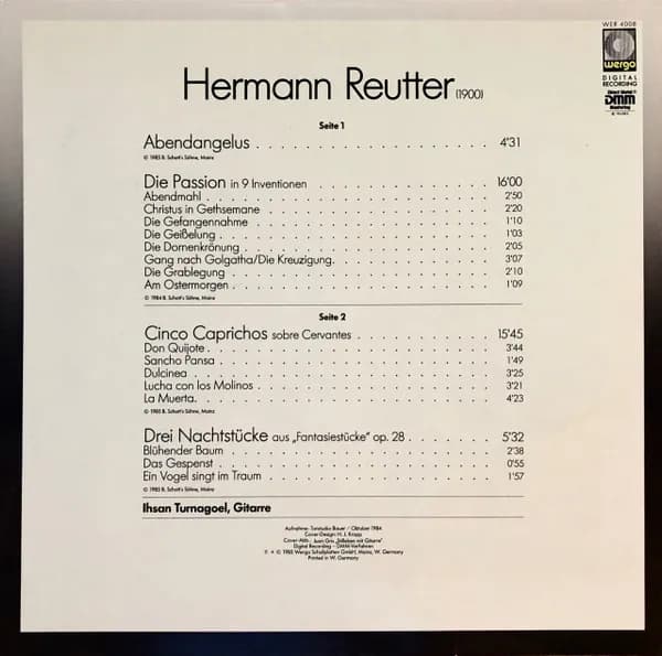 Hermann Reutter, Ihsan Turnagoel — Cinco Caprichos / Die Passion / Abendangelus / Drei Nachtstücke