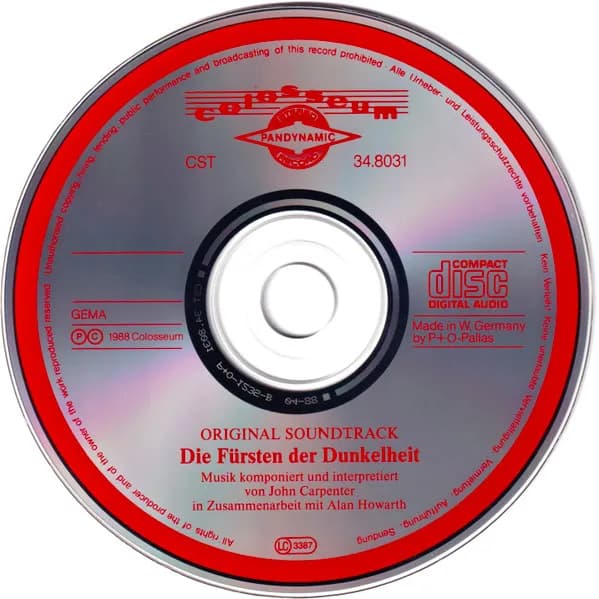 John Carpenter In Zusammenarbeit Mit Alan Howarth — Die Fürsten Der Dunkelheit (Original Soundtrack)