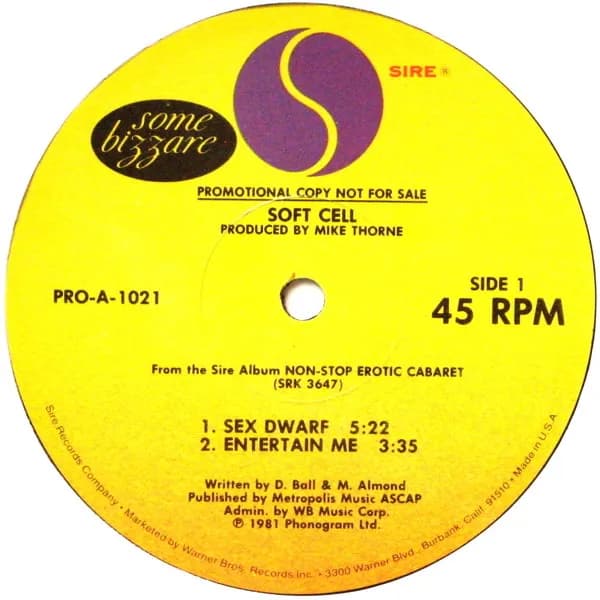 Soft Cell — Sex Dwarf / Entertain Me / Seedy Films