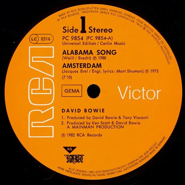 David Bowie — Alabama Song / Amsterdam / Space Oddity