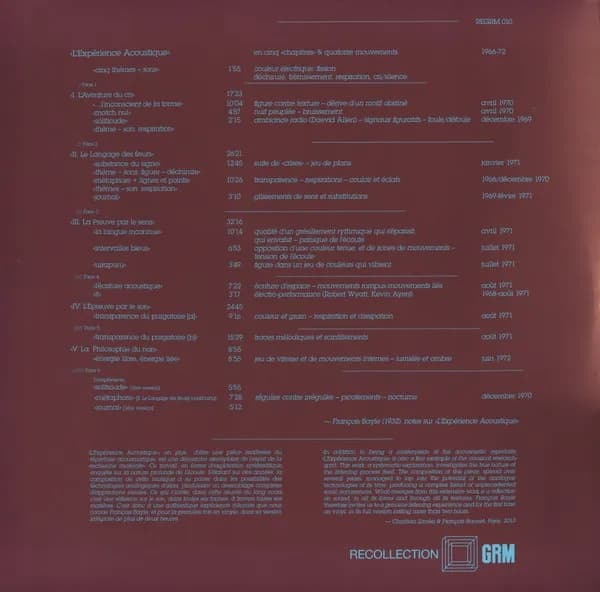 François Bayle — L'Expérience Acoustique