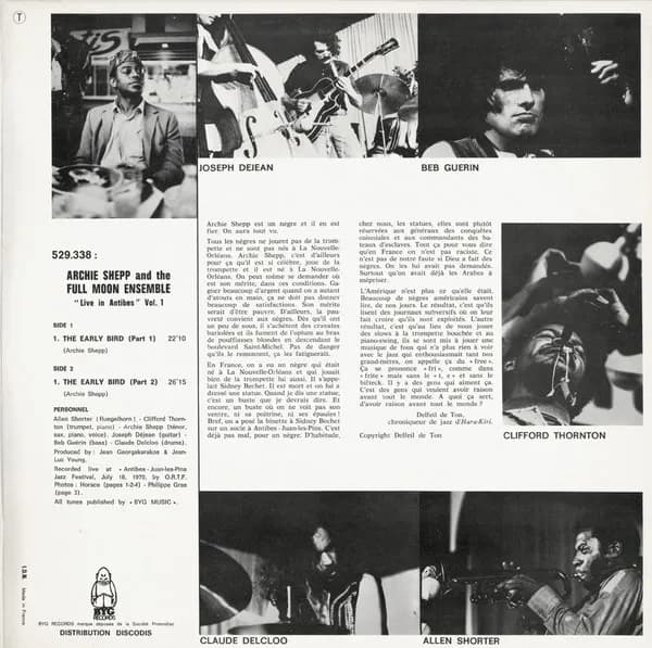 Archie Shepp And The Full Moon Ensemble — Live In Antibes (Vol. 1)