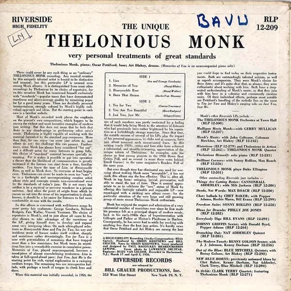 Thelonious Monk — The Unique Thelonious Monk