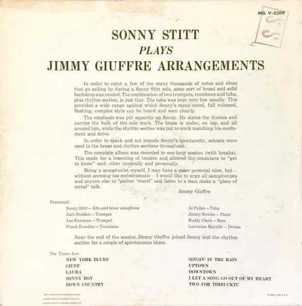 Sonny Stitt — Plays Jimmy Giuffre Arrangements