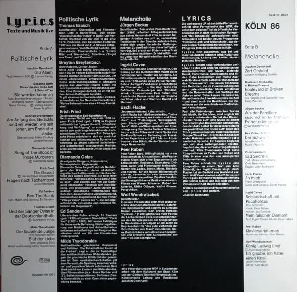 Various — Lyrics: Texte Und Musik Live Köln 86