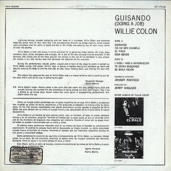 Willie Colón Canta Hector Lavoe — Guisando (Doing A Job)