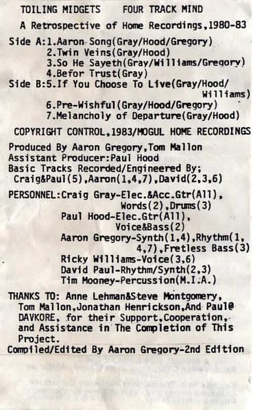 Toiling Midgets — Four Track Mind (A Retrospective Of Home Recordings, 1980-1983)