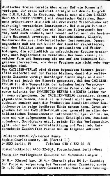 Die Unwürdigen Neffen & Nichten — Live At The 7th. D.O.N.A.L.D.-Congress Berlin 1984 - Incl. R.M. Rums - Wettbewerb