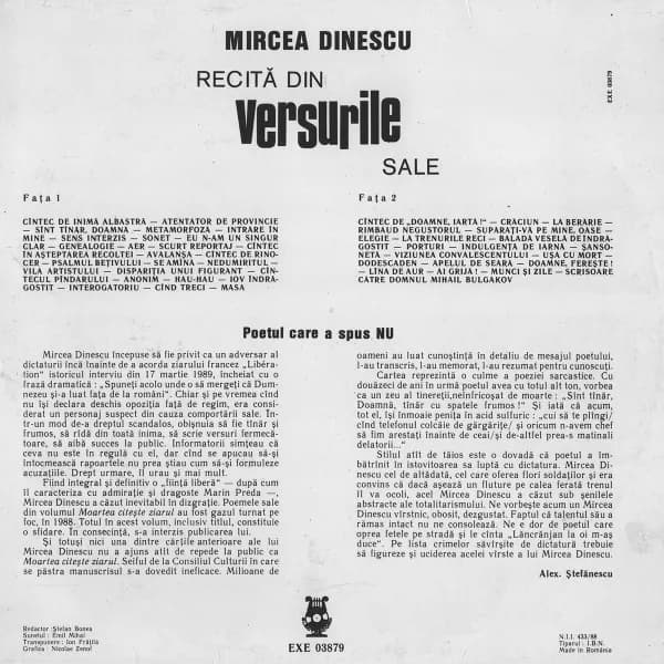Mircea Dinescu — Recită Din Versurile Sale