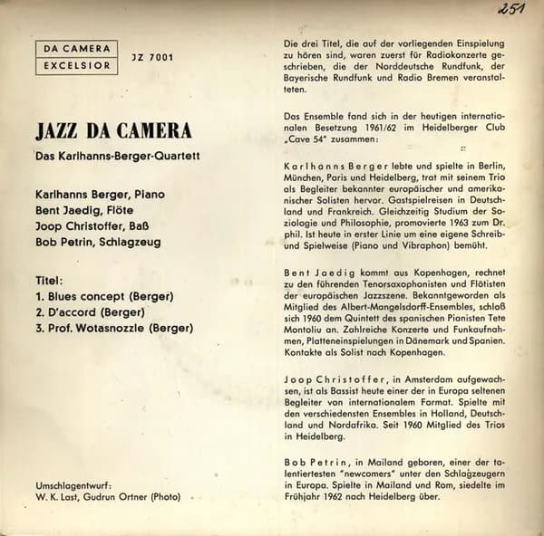 Das Karlhanns Berger Quartett Mit Bent Jædig — Jazz Da Camera