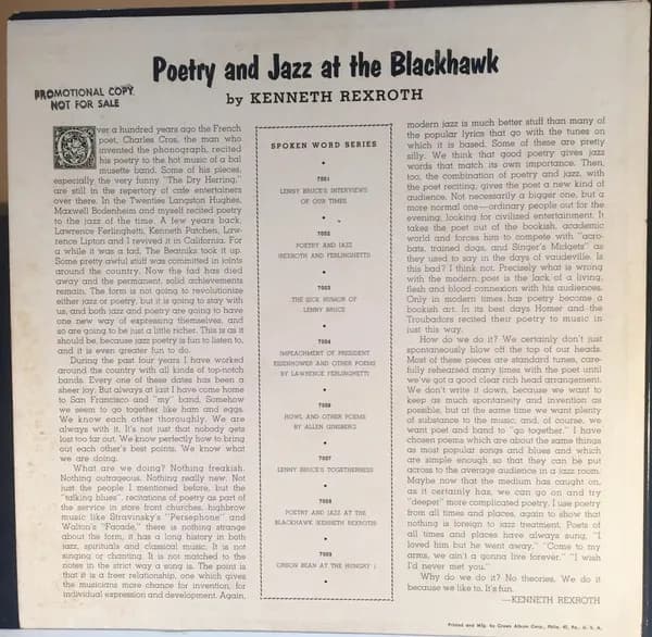 Kenneth Rexroth — Poetry And Jazz At The Blackhawk