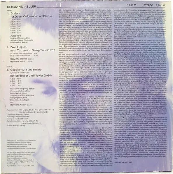 Hermann Keller — Dreieck - Zwei Elegien Nach Texten Von Georg Trakl - ... Quasi Ancora Una Sonata