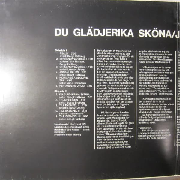 Jan Johansson — Du Glädjerika Sköna